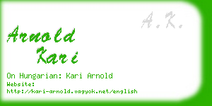 arnold kari business card